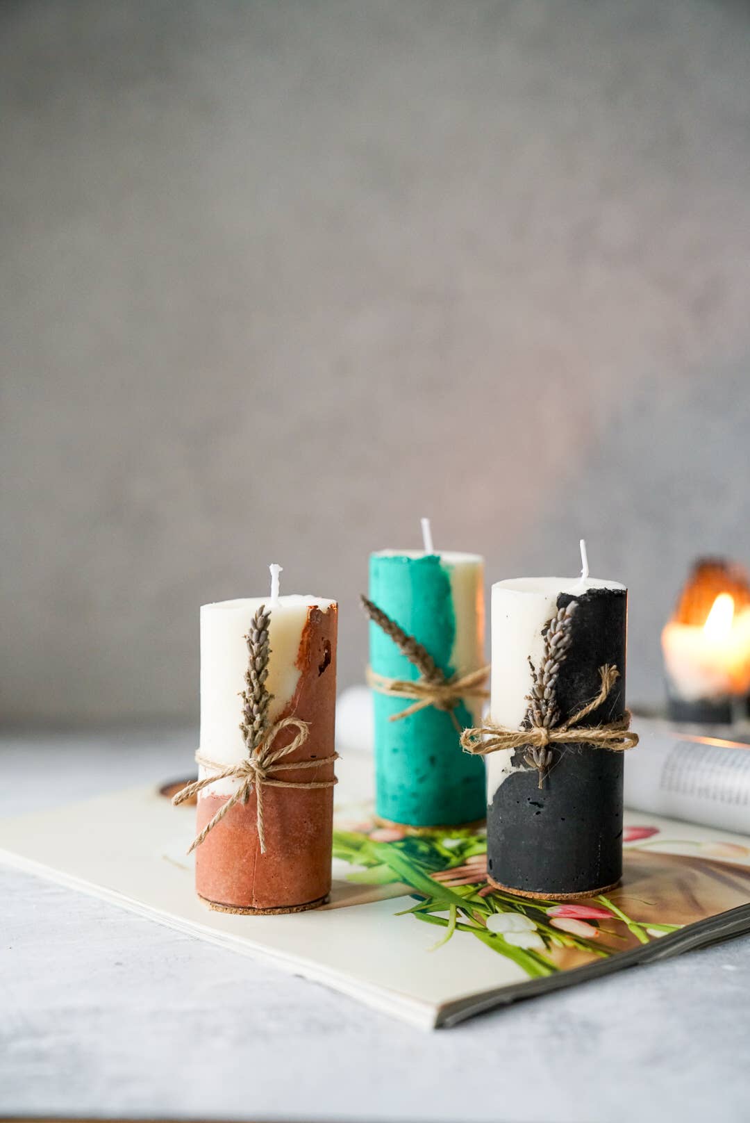 Concrete Soy Wax Candle | Natural Home Decor | Handmade Cand: Green