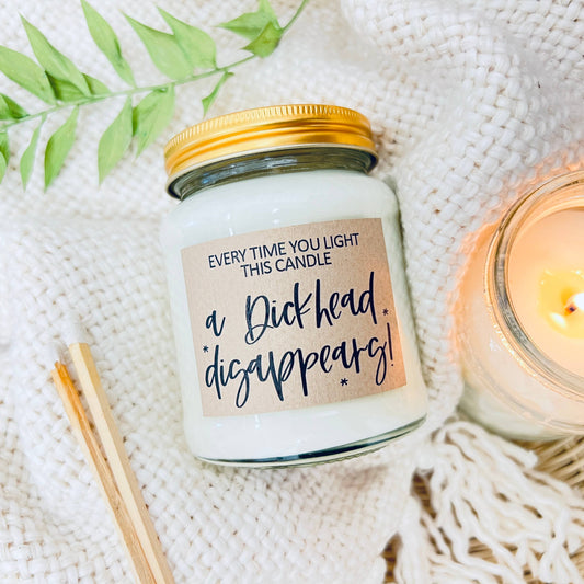 Dickhead Disappears soy scented candle: Coconut Milk and Sea Salt