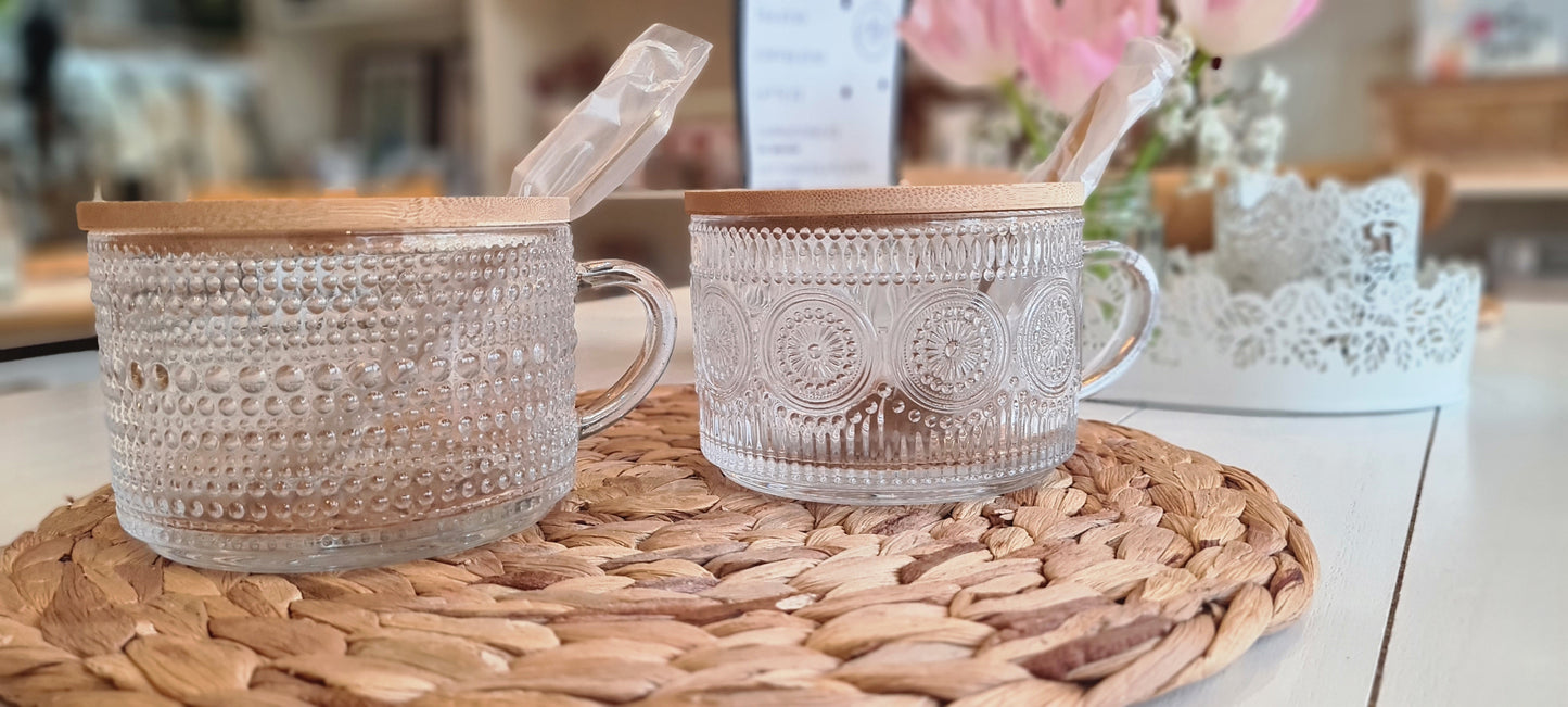 Glass Mug for hot drinks, overnight oats or cereal