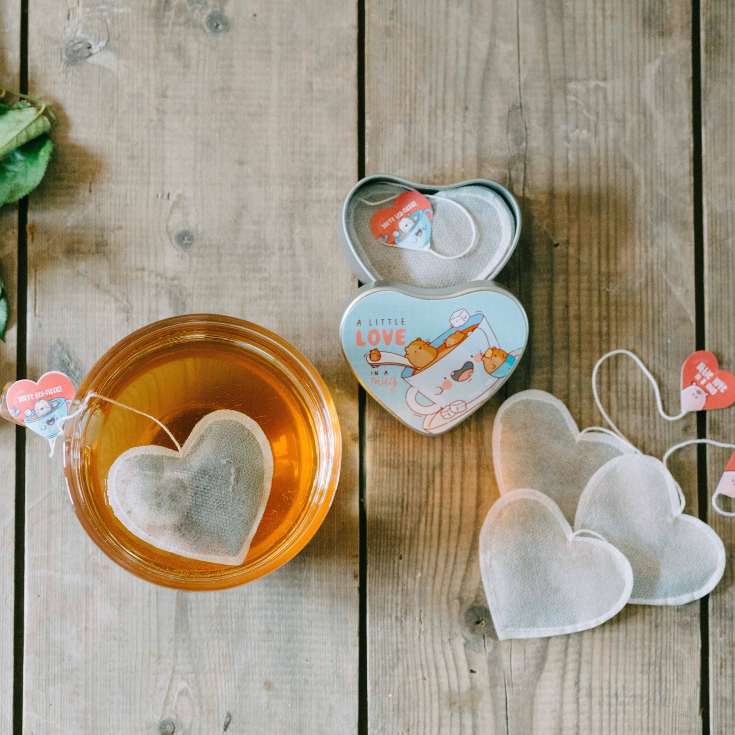 Heart shaped tea bags Tin of 5 Tea Bags - Peppermint Tea