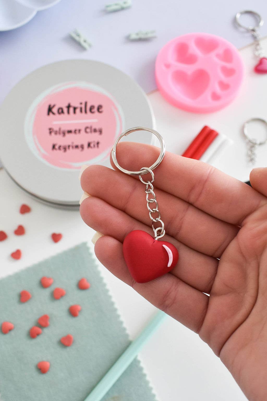 Katrilee Polymer Clay DIY Heart Keyring Craft Kit