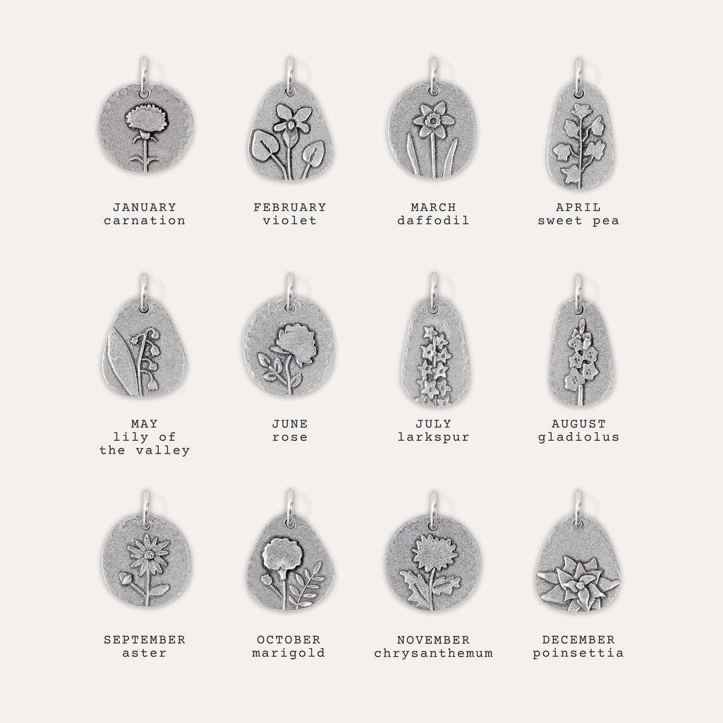 Birth Flower Keyring Charm: June - rose