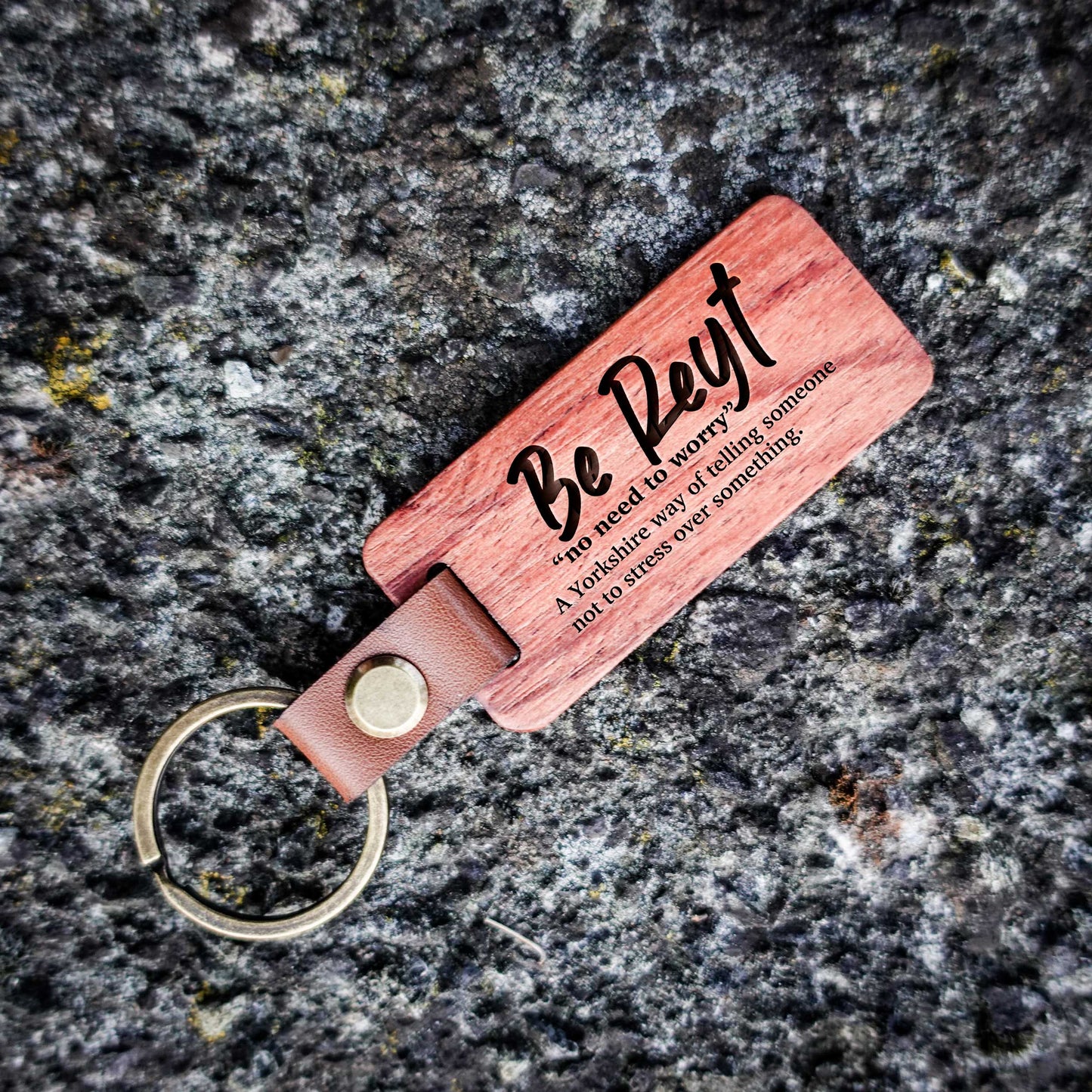 Yorkshire Quotes Wooden Keyring With Definitions : Be Reyt