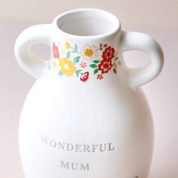 Large Ceramic Wonderful Mum Floral Vase, H15.5cm