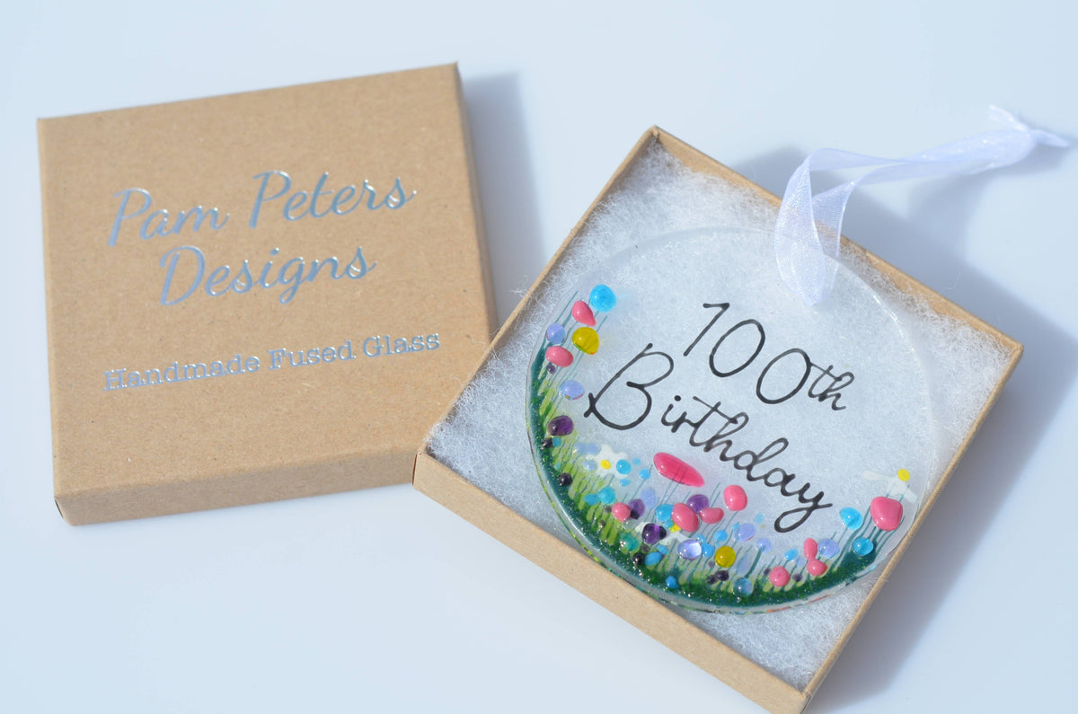 Milestone Birthday Handmade Fused Glass Hanging Decoration '21st Birthday'