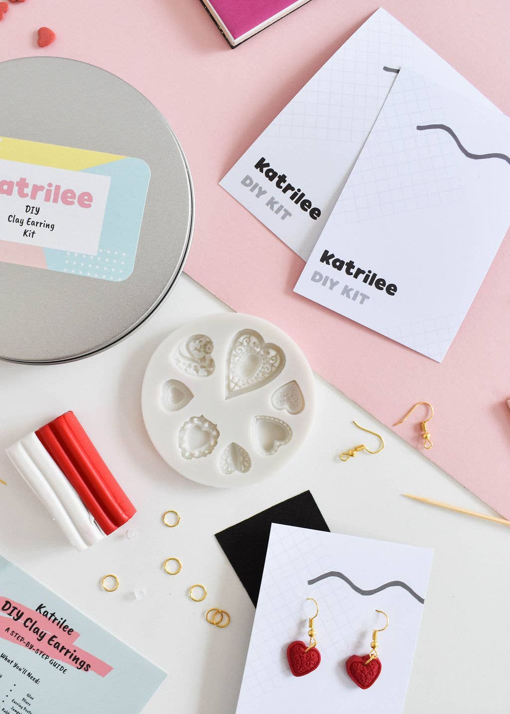 Katrilee Polymer Clay DIY Earring Mini Heart Craft Kit