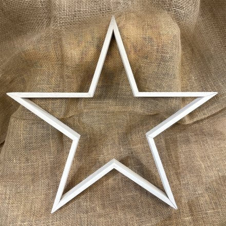 WHITE WOODEN STAR, 50cm