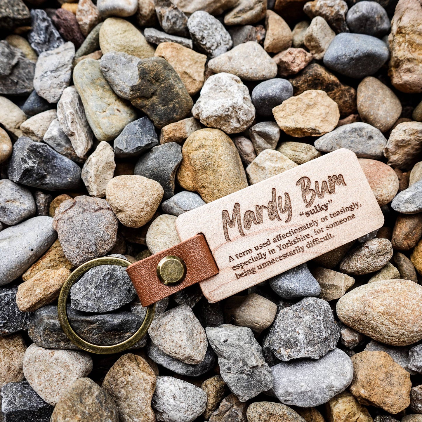 Yorkshire Quotes Wooden Keyring With Definitions : Mardy Bum