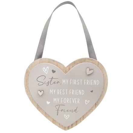 SISTER MY FRIEND HEART PLAQUE 18CM