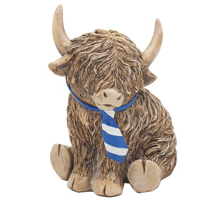 Happy Highland Cow Blue Tie