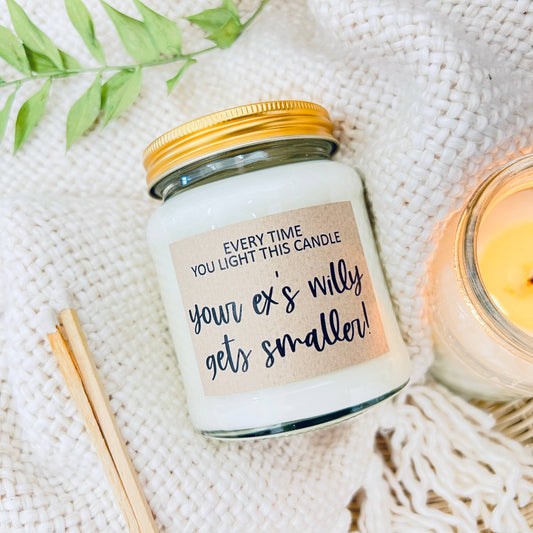 Your ex's willy gets smaller handmade soy scented candle : Coconut Milk and Sea Salt