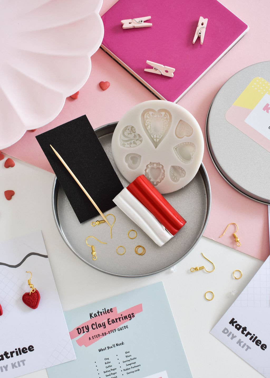 Katrilee Polymer Clay DIY Earring Mini Heart Craft Kit