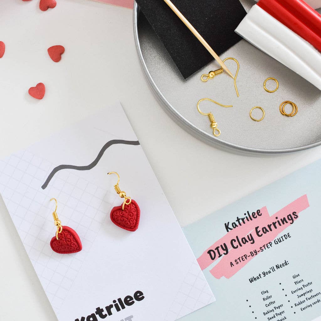 Katrilee Polymer Clay DIY Earring Mini Heart Craft Kit
