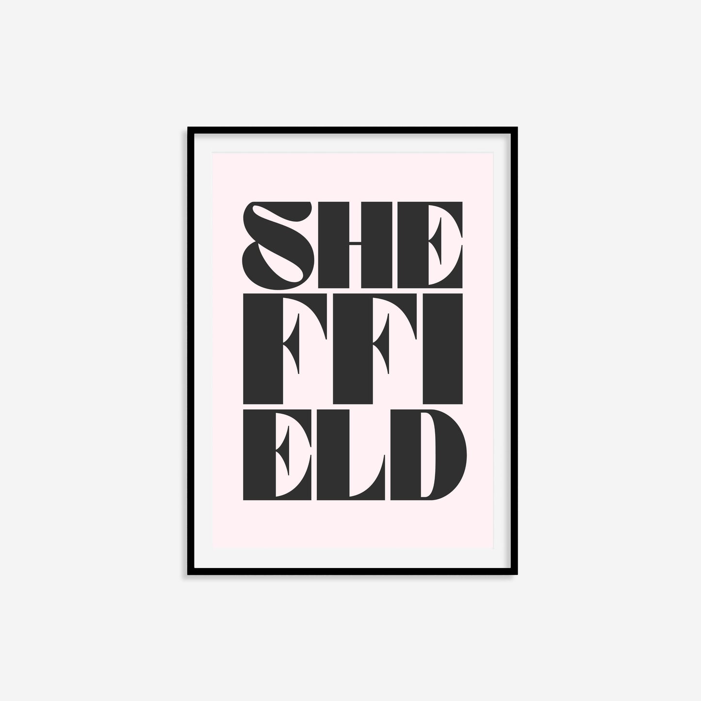 Sheffield Typography Print: Black text/off-white background / A4