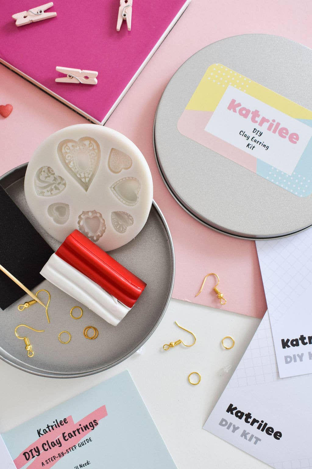 Katrilee Polymer Clay DIY Earring Mini Heart Craft Kit