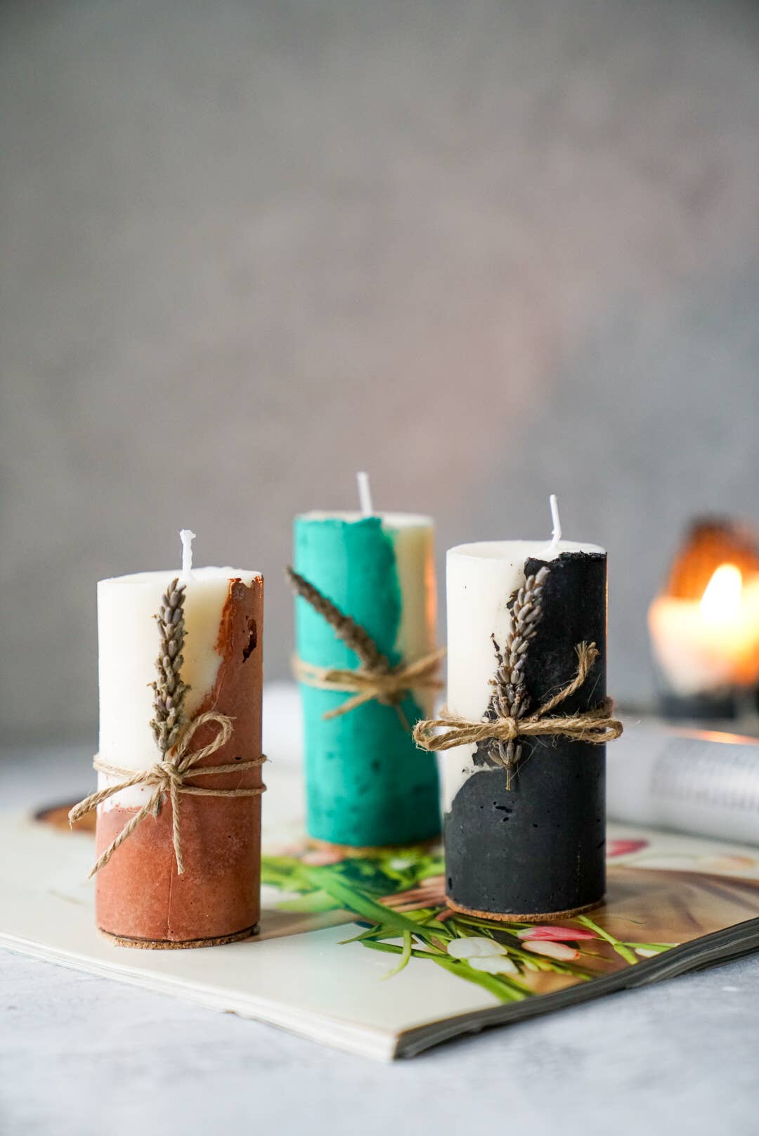 Concrete Soy Wax Candle | Natural Home Decor | Handmade Cand: Green