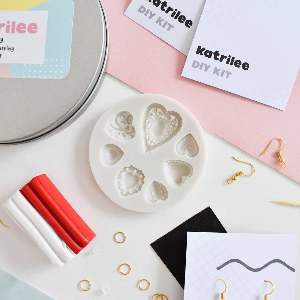Katrilee Polymer Clay DIY Earring Mini Heart Craft Kit