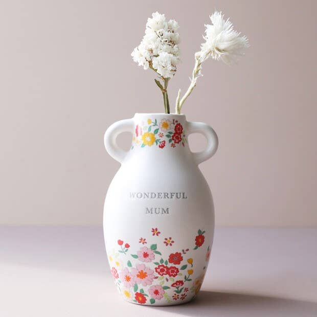 Large Ceramic Wonderful Mum Floral Vase, H15.5cm