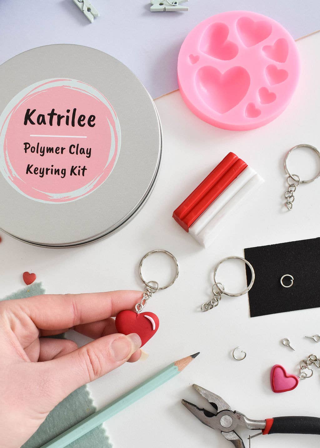 Katrilee Polymer Clay DIY Heart Keyring Craft Kit
