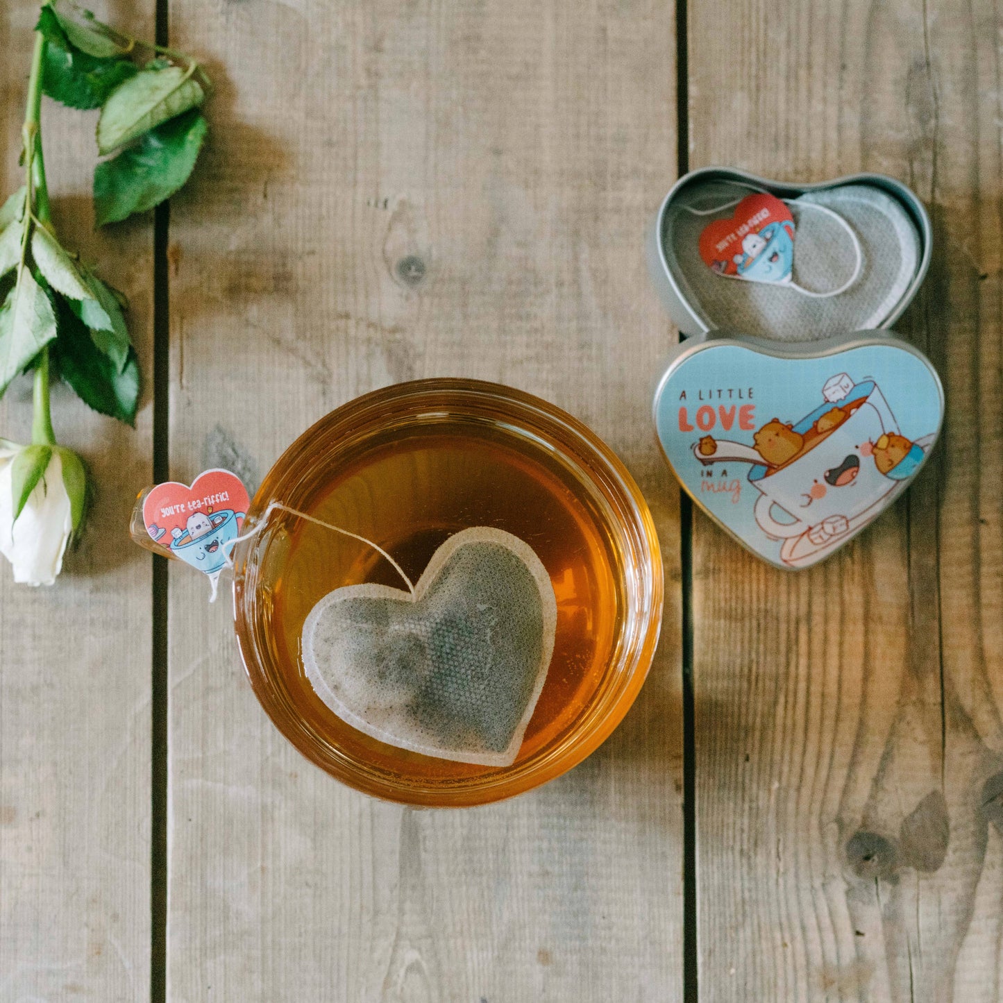 Heart shaped tea bags Tin of 5 Tea Bags - Peppermint Tea