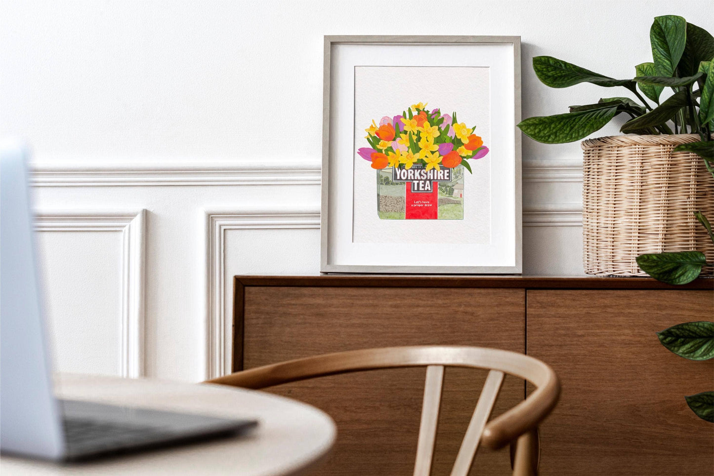 Yorkshire Tea, Tulips and Daffodils Kitchen Art Print/Poster: A4