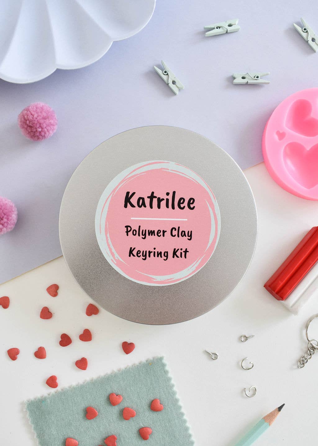 Katrilee Polymer Clay DIY Heart Keyring Craft Kit