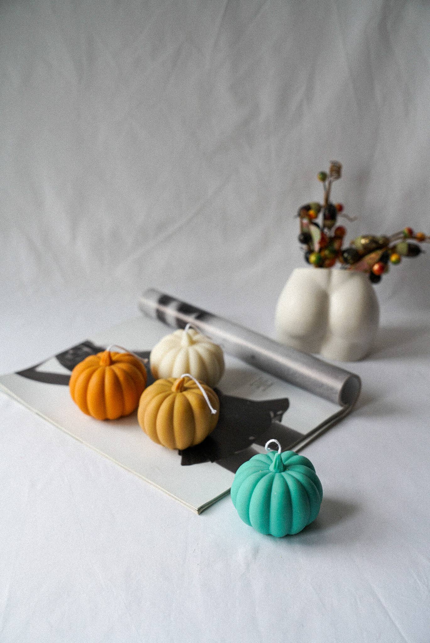 Mystic Shadows Pumpkin, Halloween SoyWax Candle, AutumnDecor: Ivory / Baked Apple