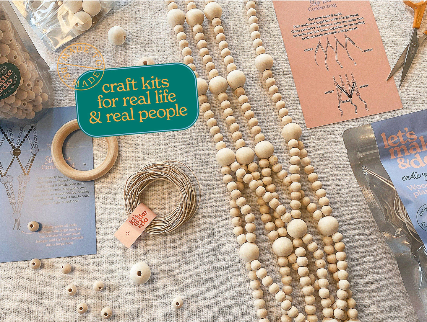 Create Your Own Wooden Beaded Plant Hanger Kit