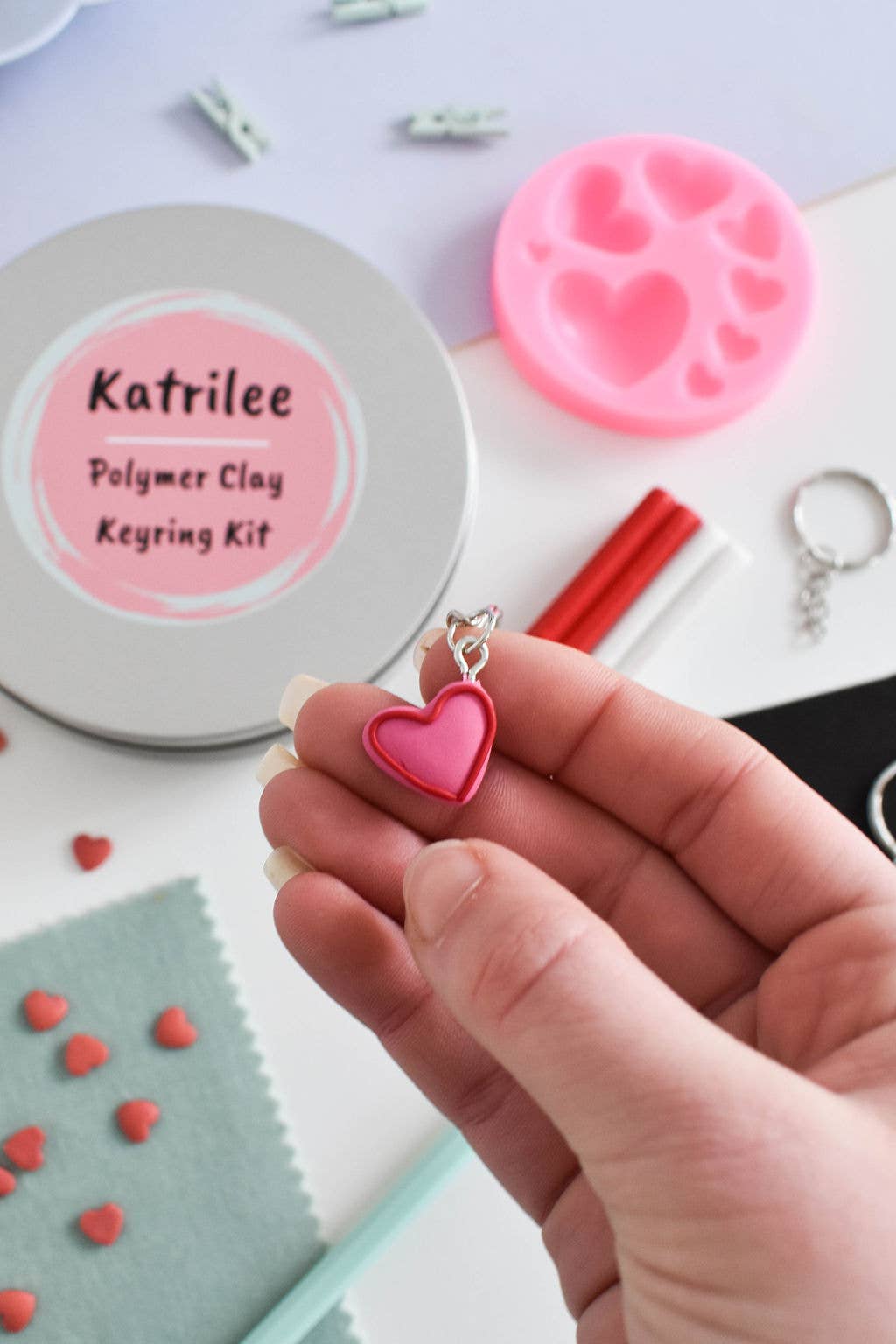 Katrilee Polymer Clay DIY Heart Keyring Craft Kit