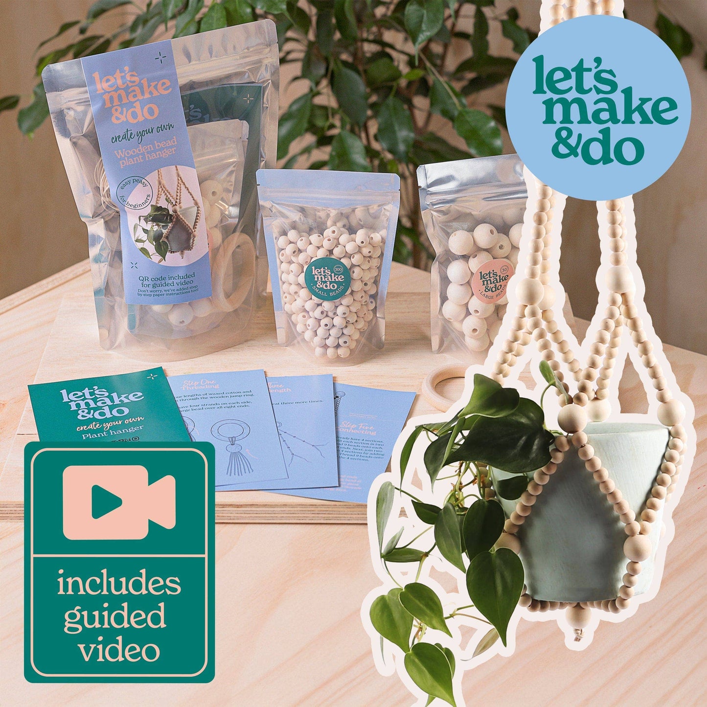 Create Your Own Wooden Beaded Plant Hanger Kit