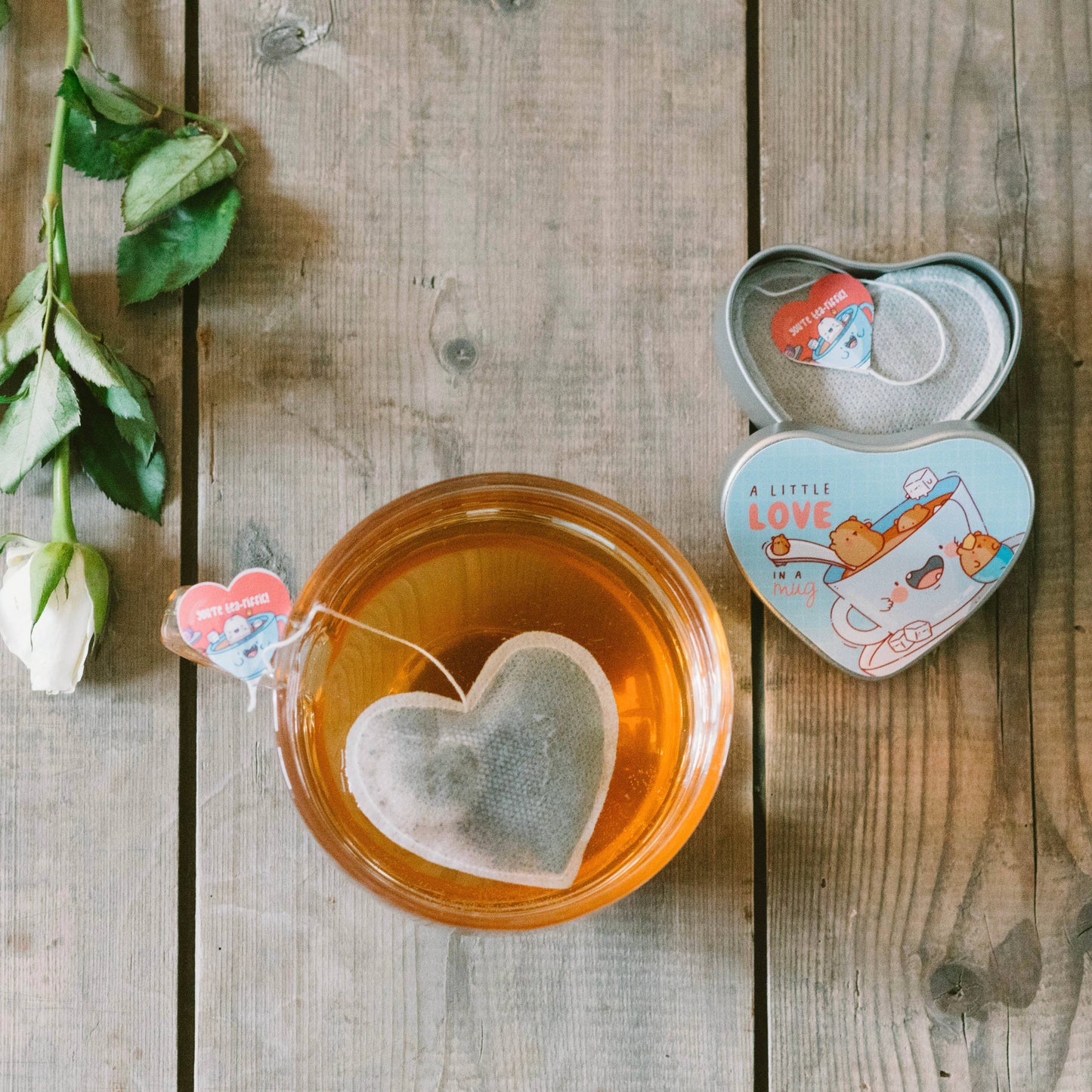 Heart shaped tea bags Tin of 5 Tea Bags - Peppermint Tea