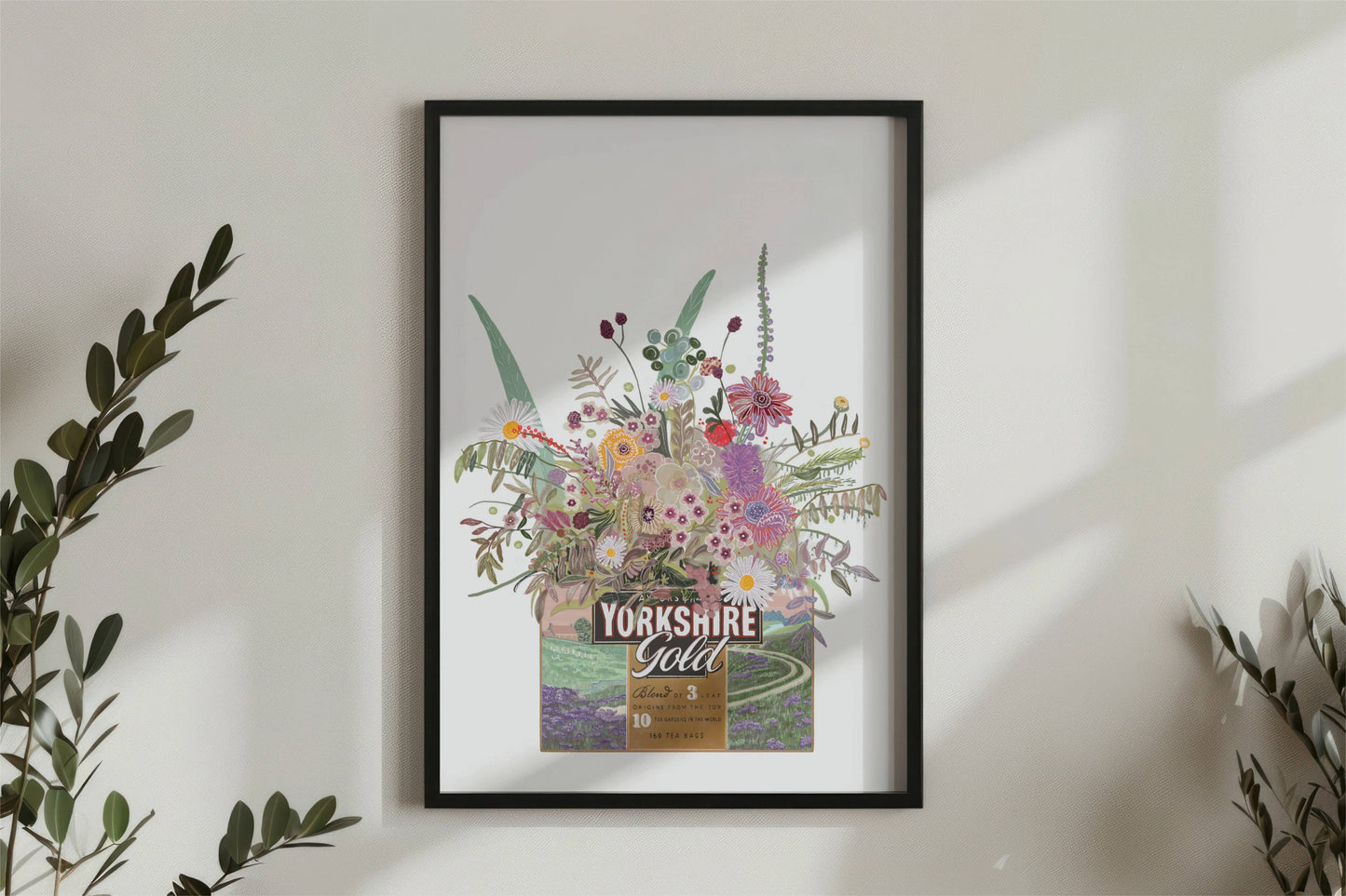 Unframed Yorkshire Gold and Wild flowers Art Print: A4