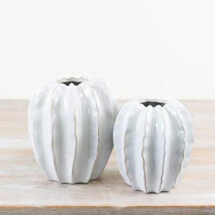 White Ceramic Pod Vase, 18cm
