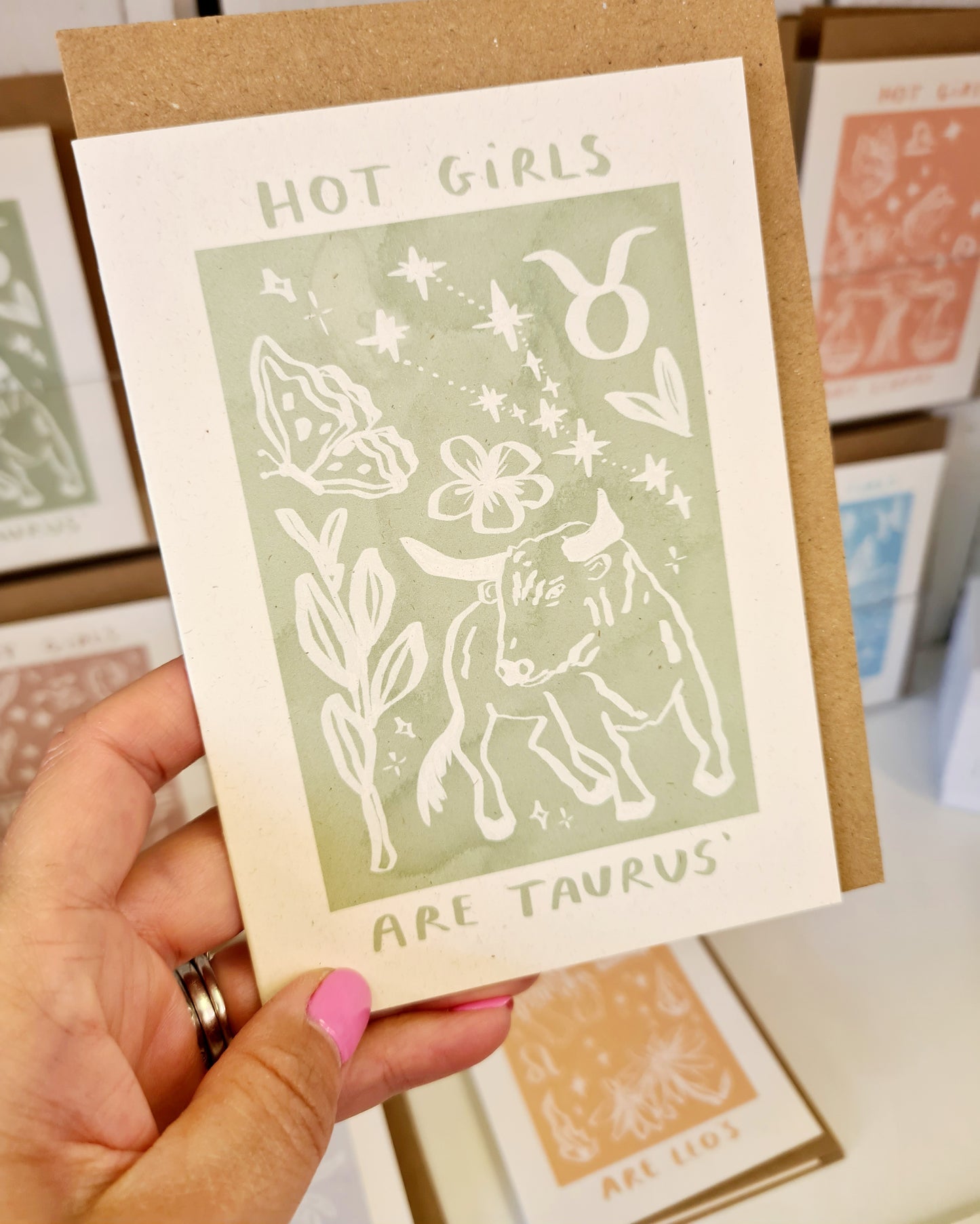 Hot Girls Are Star Sign Cards 5x7/A6 card - Collab X LEA : Naked (No Clasp or Cello) / A6