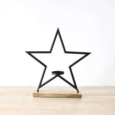 Star with T-Light on Base, 40cm