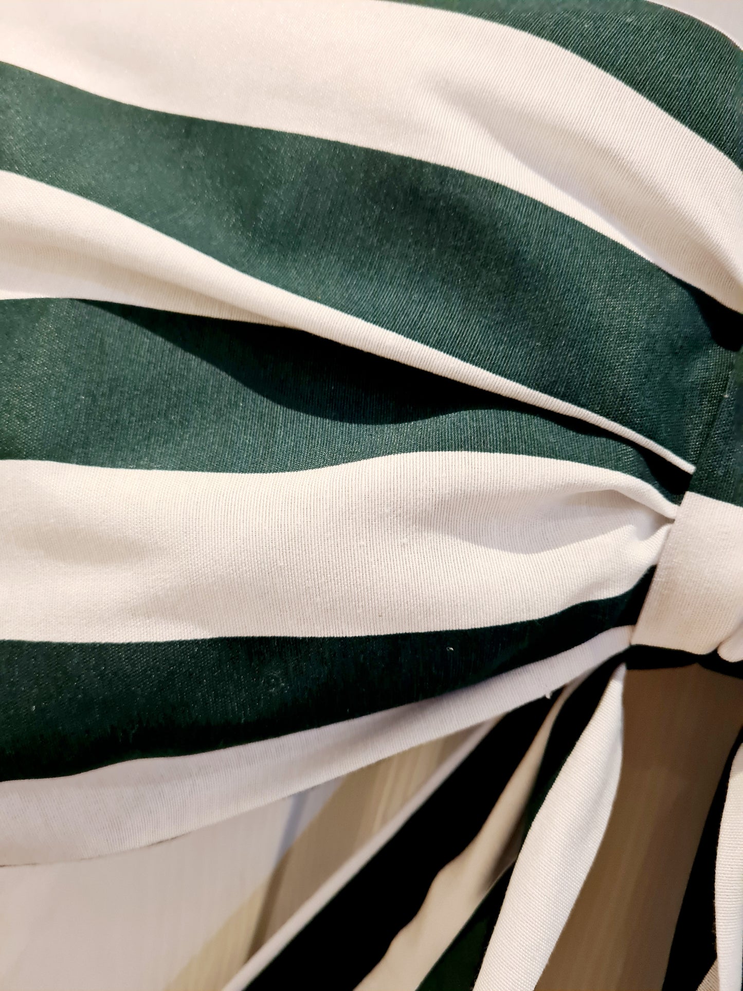 Large Handmade Bow - Green and White Stripe