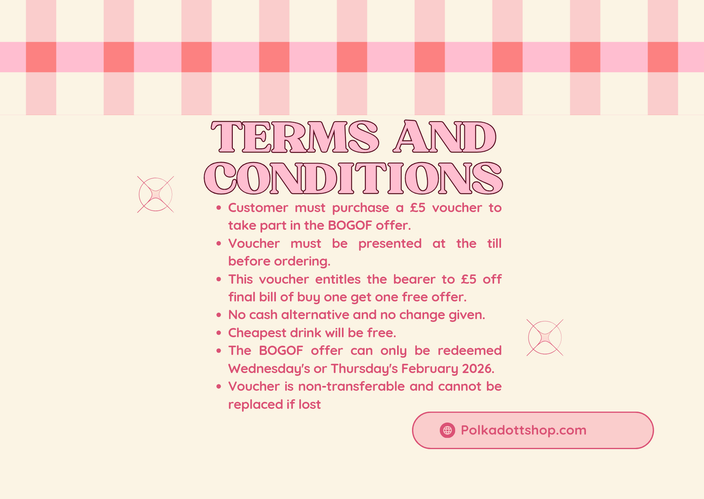 VOUCHER BOGOF - COFFEE AND CAKE £5 towards final bill