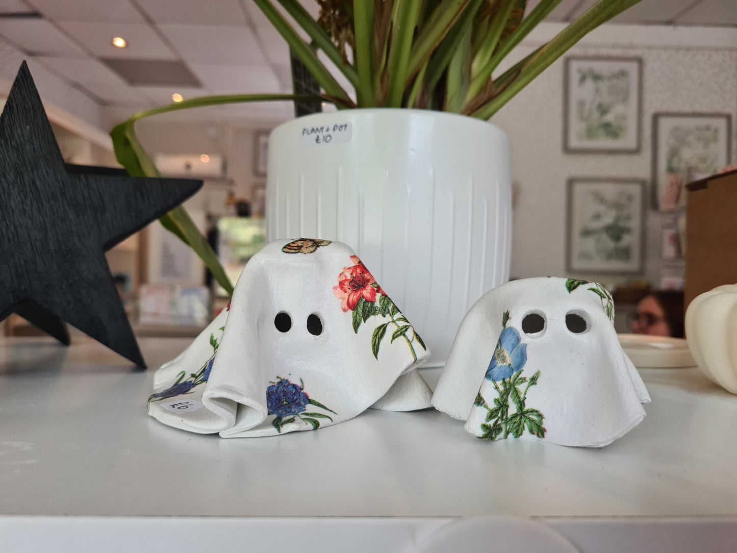 Handmade Clay Ghost, Halloween Home Decoration, 2 sizes available