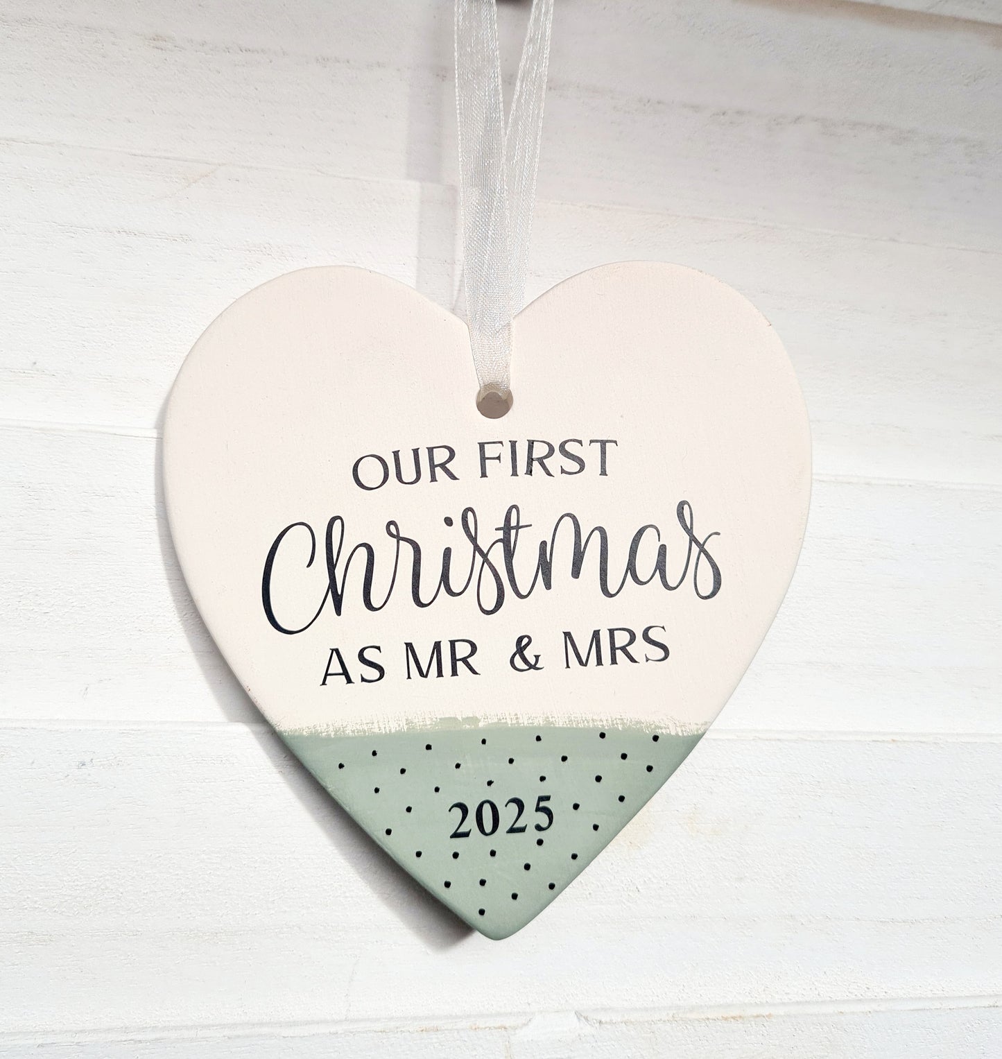Ceramic Heart Christmas Decoration 'Our First Christmas'