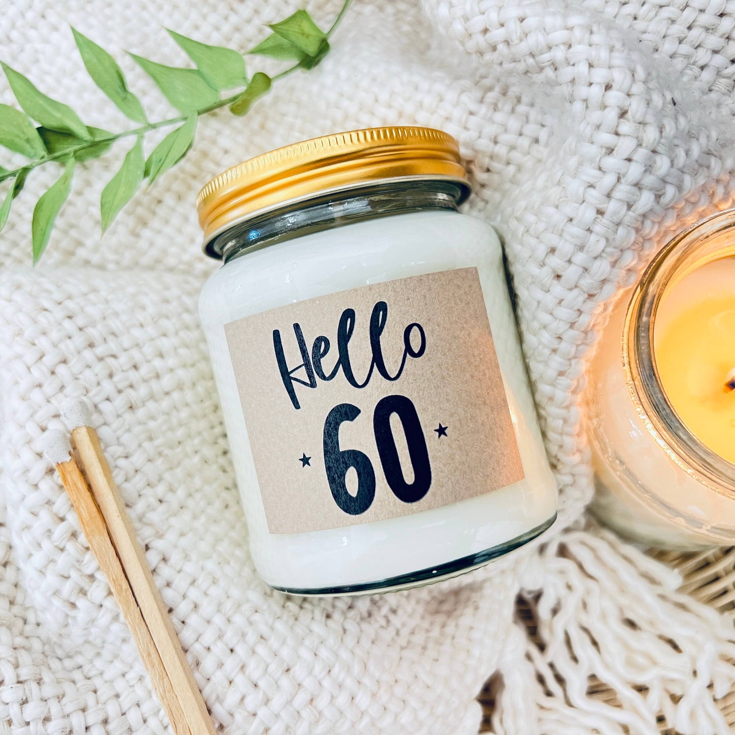 60 Milestone birthday age handmade soy scented candle: Coconut Milk and Sea Salt