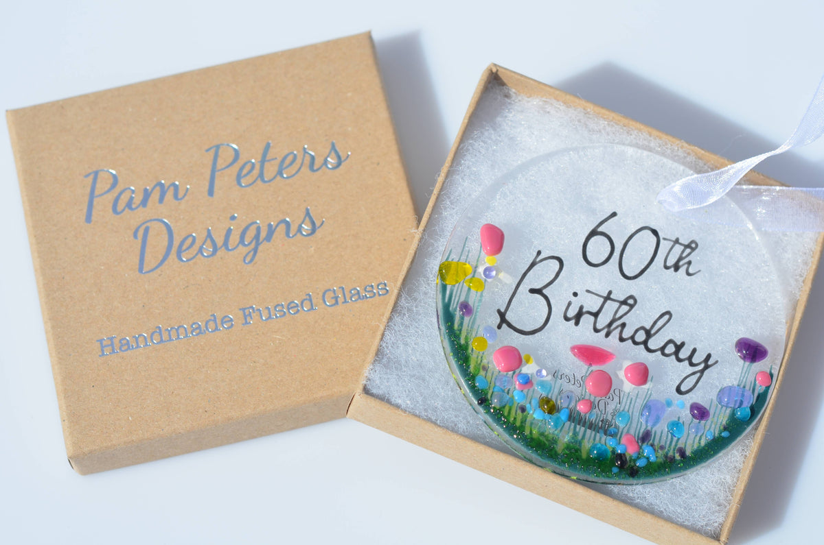 Milestone Birthday Handmade Fused Glass Hanging Decoration '40th Birthday'