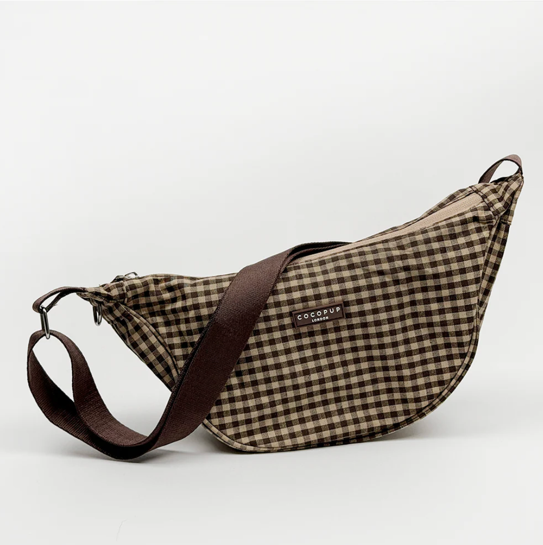 Crossbody Crescent Dog Walking Bag - Cotswolds Check