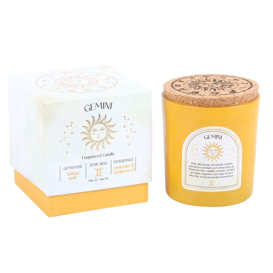 Gemini Lavender & Cedarwood Zodiac Crystal Candle