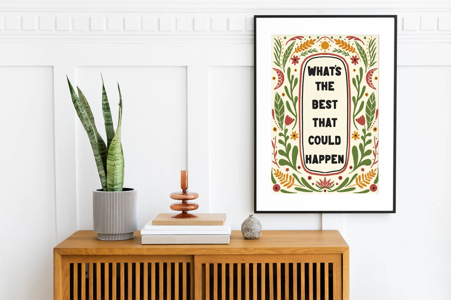 Unframed "What's the best that could happen" Hand Drawn Art print/poster: A4
