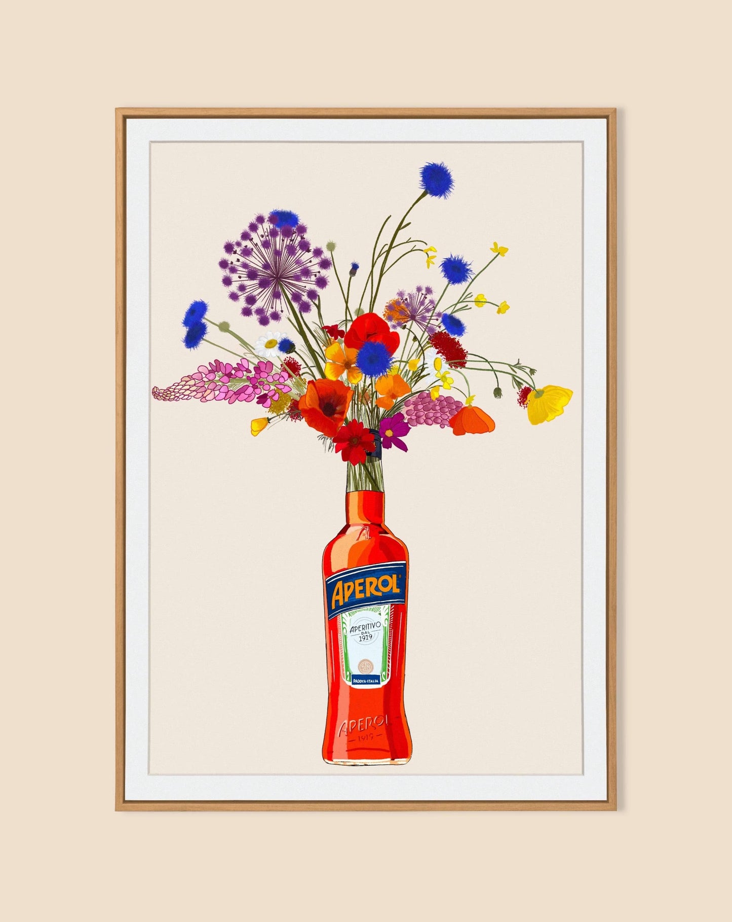 Aperol Bottle with Colourful Wildflowers: Lightest Cinnamon / A4