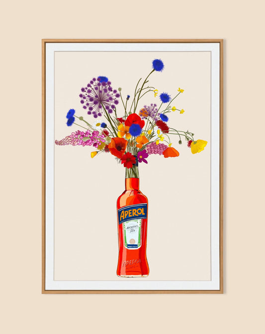 Aperol Bottle with Colourful Wildflowers: Lightest Cinnamon / A4