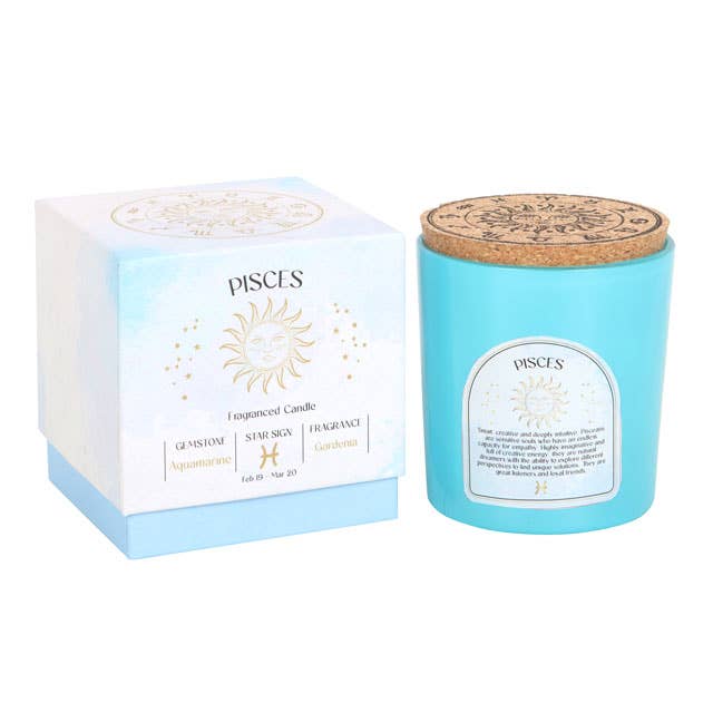 Pisces Gardenia Zodiac Crystal Candle