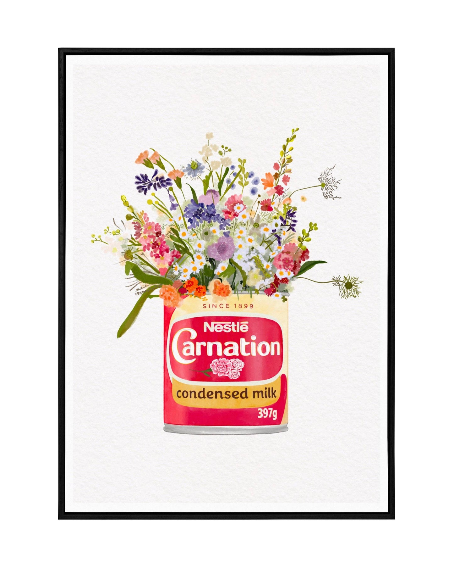 Condensed Milk With Wild Flowers Art Print: A4