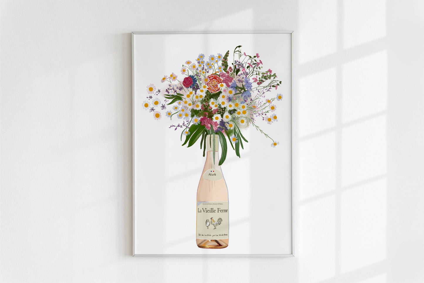 Chicken Wine and Wild flowers Art Print: A4