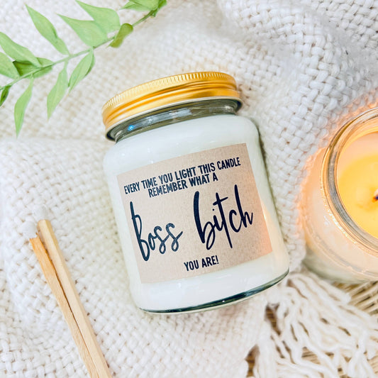 Boss bitch handmade soy scented candle : Coconut Milk and Sea Salt